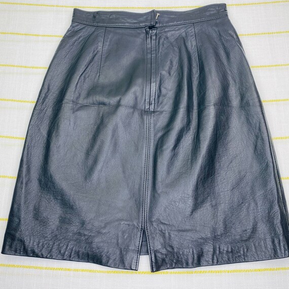 Vintage Lotus Soft Black Leather Mini Skirt Women… - image 2