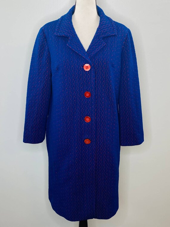 Vintage 70s Textured Overcoat Trench Women Large … - image 2