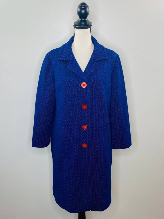 Vintage 70s Textured Overcoat Trench Women Large … - image 1