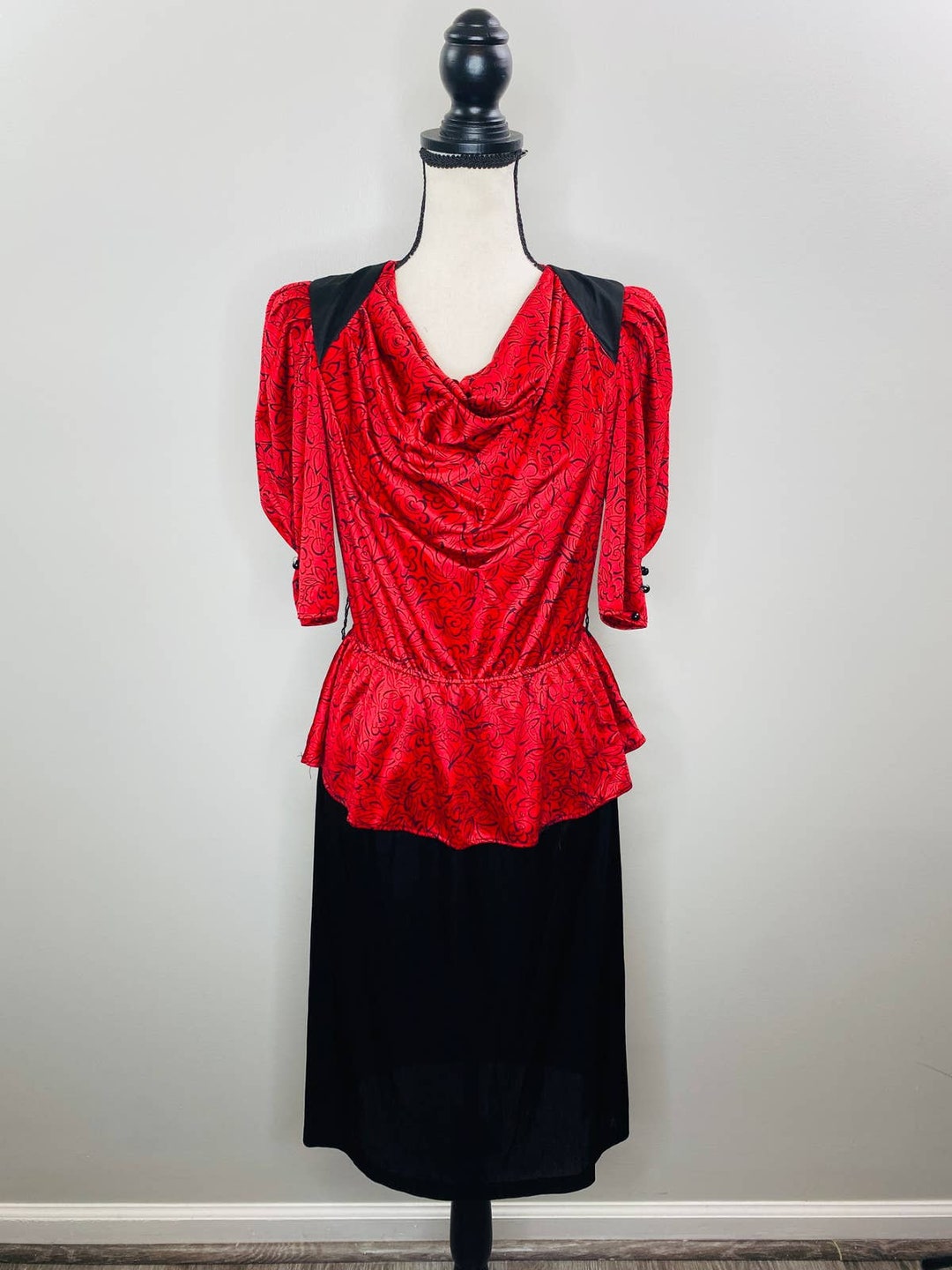 80's Little Black Peplum Dress