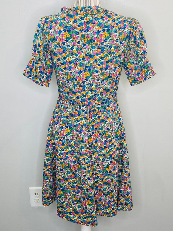 Vintage Floral A-Line Dress Women Small Ruffle Tr… - image 4