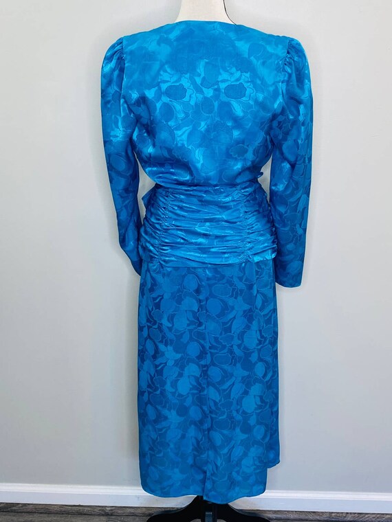 Vintage Mister Jay Floral Satin Ruched Wrap Dress… - image 4