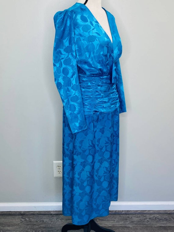 Vintage Mister Jay Floral Satin Ruched Wrap Dress… - image 3