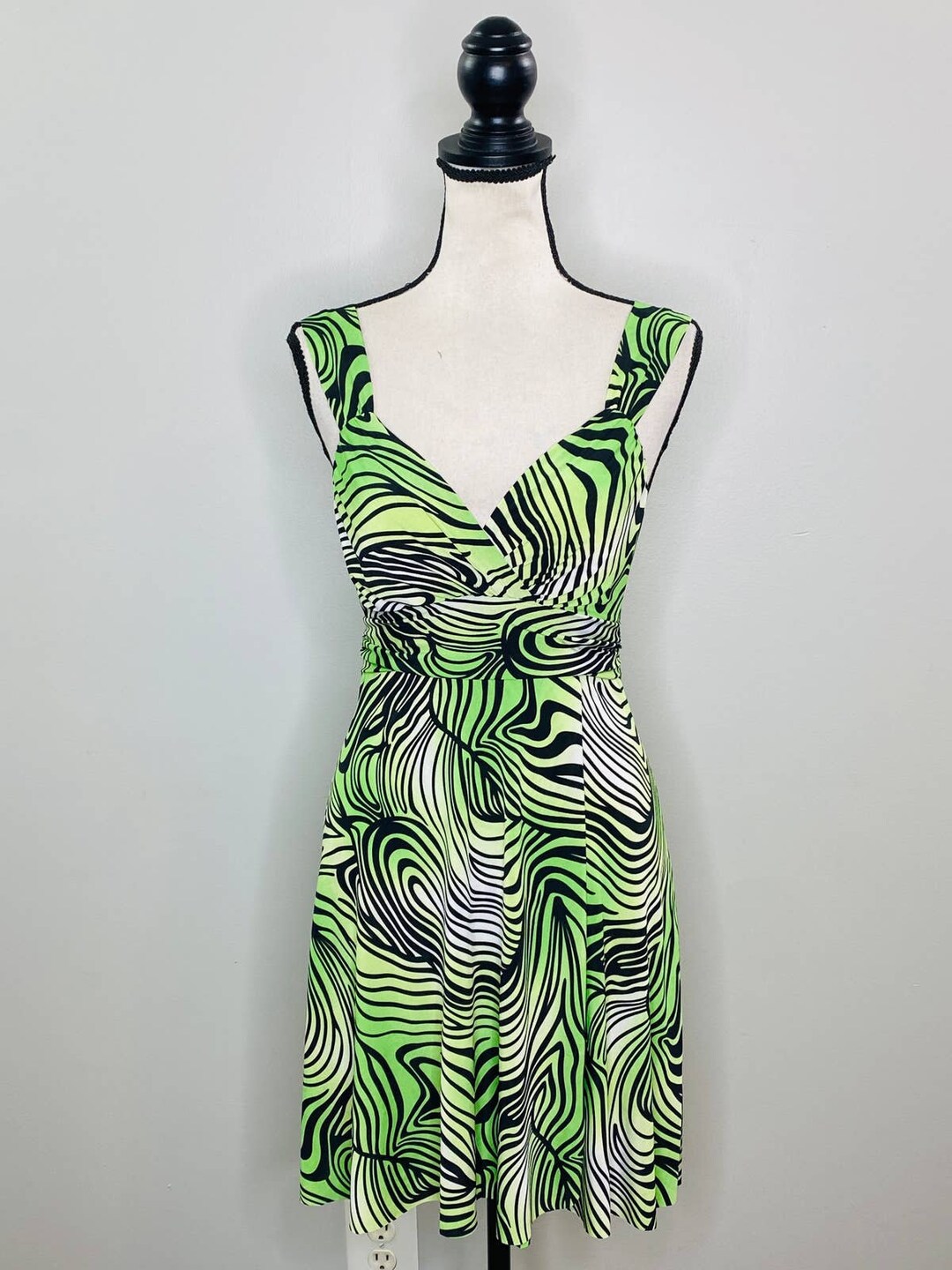 Vintage La Belle Vaporwave Jersey Dress Womens Small Y2K Rave Acid ...