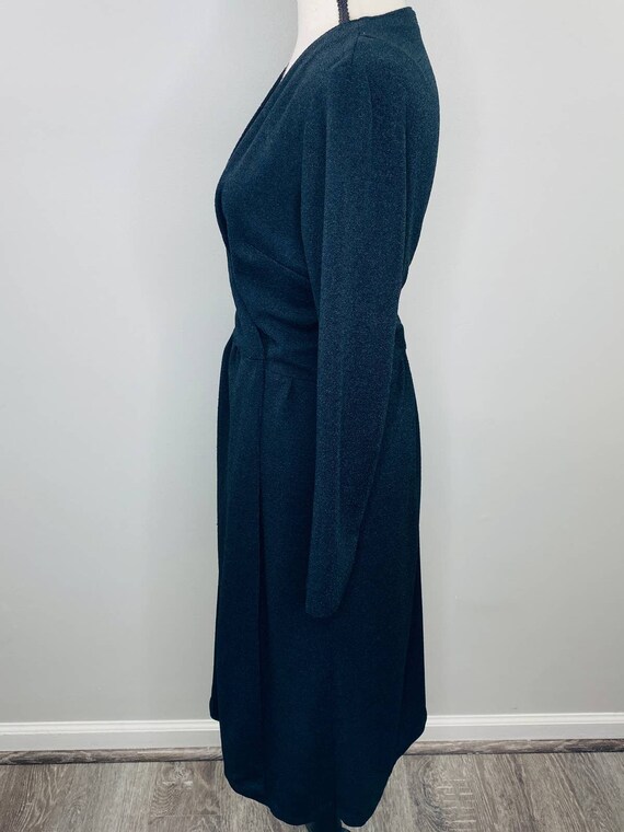 Vintage Black Wrap Dress Womens Medium Stretch Kn… - image 5