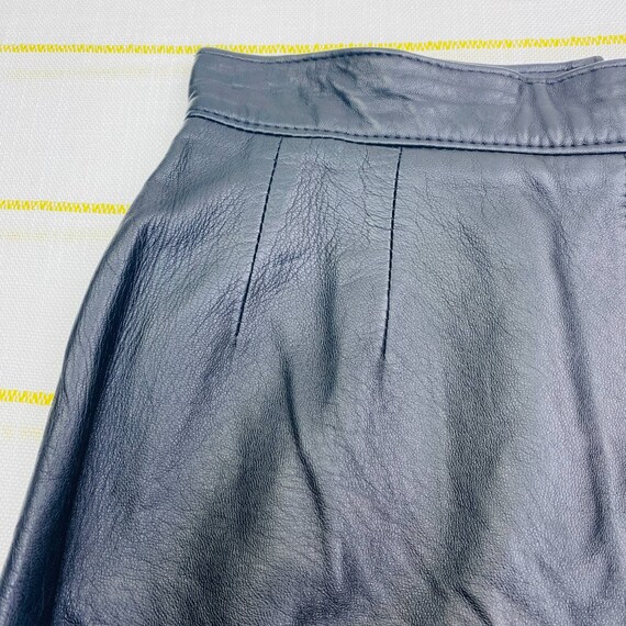 Vintage Lotus Soft Black Leather Mini Skirt Women… - image 3