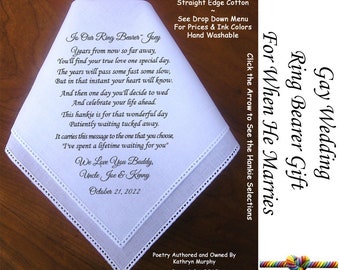 Gay Wedding ~ Ring Bearer Gift for When he Marries. G905E Title, Sign & Date for Free!  LGBT Mr and Mr