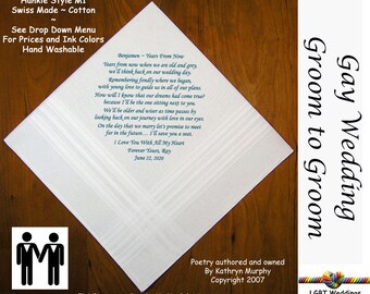 Gay Wedding Groom To Groom Wedding Hankie W Printed Poem Etsy