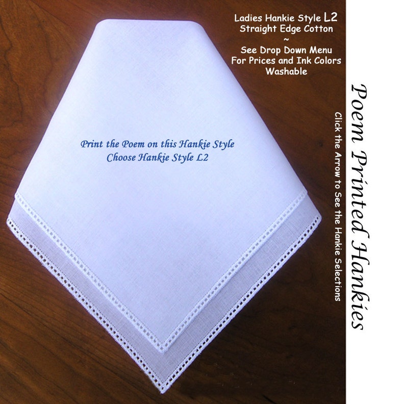 Mother of the Groom Hankie From the Bride 0802 Sign & Date Free 5 MOG Wedding Hankerchief Styles and 8 Ink Colors. image 2