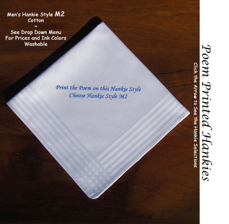 Grooms Gift Hankie From His Parents 0708 Sign & Date Free 2 Wedding Hankerchief Styles and 8 Ink Colors. Grooms Wedding Hankie image 2