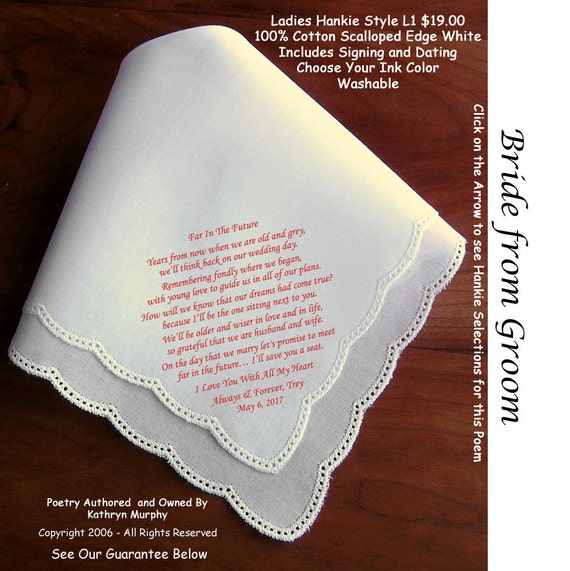 Gift for the Bride Hankie From Her Groom 0620 Sign & Date Free Etsy Gift for the Bride Hankie From Her Groom 0620 Sign & Date Free Etsy