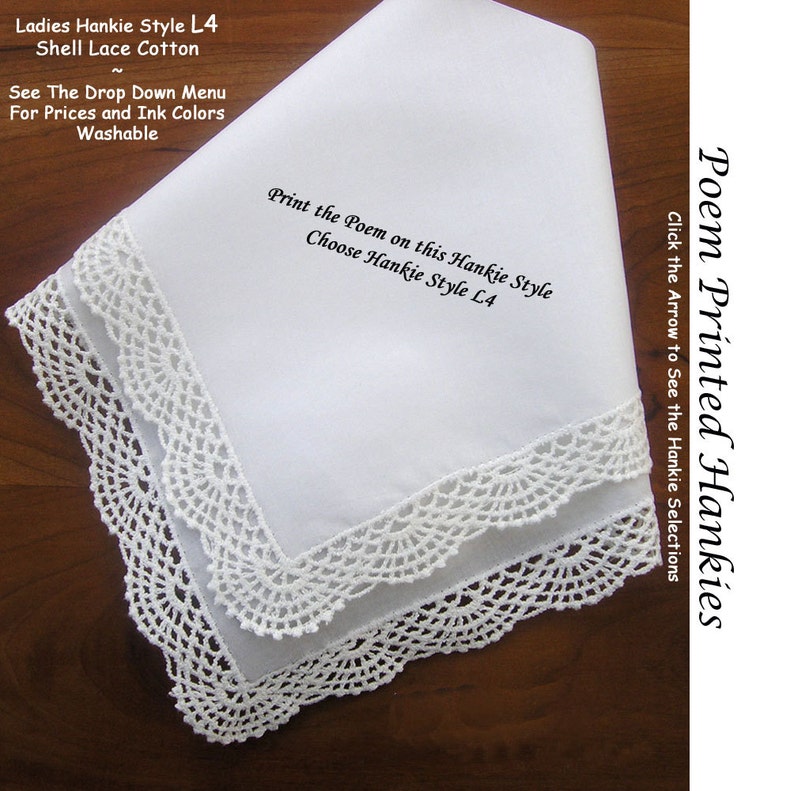 Mother of the Groom Hankie From the Bride 0802 Sign & Date Free 5 MOG Wedding Hankerchief Styles and 8 Ink Colors. afbeelding 4