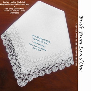Gift for the Bride Hankie From the Groom 0614 Sign & Date Free 5 Wedding Hankie Styles  8 Ink Colors. Bride Wedding Handkerchief from Groom
