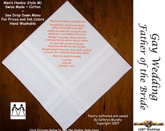 Gay Weddings ~ Father of the Bride Gifts Handkerchiefs FOB Wedding Handkerchief from the Bride  L205  Sign and Date for Free!