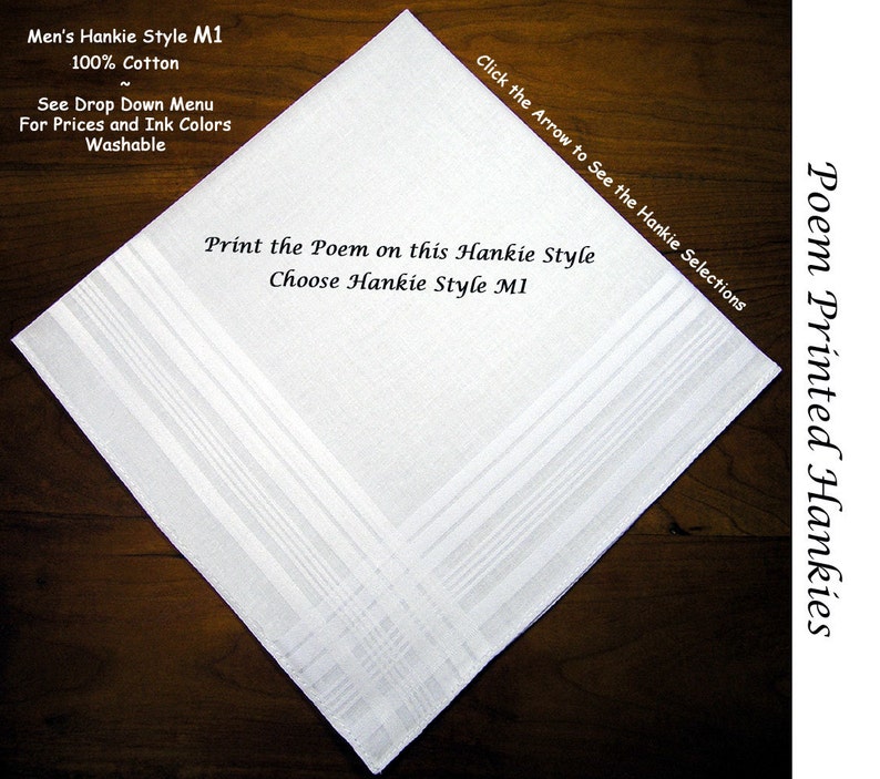 Grooms Gift Handkerchief From Loved One 0717 Sign & Date Free 2 Wedding Hankie Styles and 8 Ink Colors. Grooms Handkerchief from Bride image 2