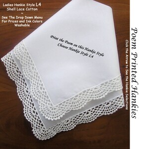 Gift for the bride Handkerchief from Loved One 0502 Sign & Date Free 5 Brides Hankerchief Styles and 8 Ink Colors. Brides Hankie image 4