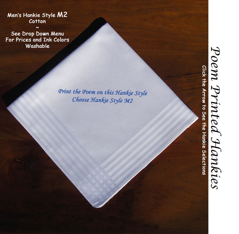 Grooms Gift Hankie From parents of the Bride 0704 Sign & Date Free 2 Wedding Hankerchief Styles and 8 Ink Colors. Grooms Wedding Hankie image 2
