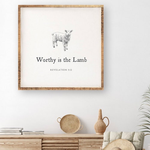 Worthy is the Lamb Wood Sign animal Pencil Sketch - Etsy