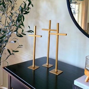 NEW Hand-Welded Metal Standing Cross • Buy One or Set of 3 | Easter Resurrection Sunday Shelf Decor