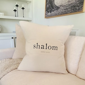 Square Decorative Pillow | Minimalist Christian Home Decor | 22 x 22&quot; | Pillow Cover with Poly or Down Insert |  Elegant Bible Verses
