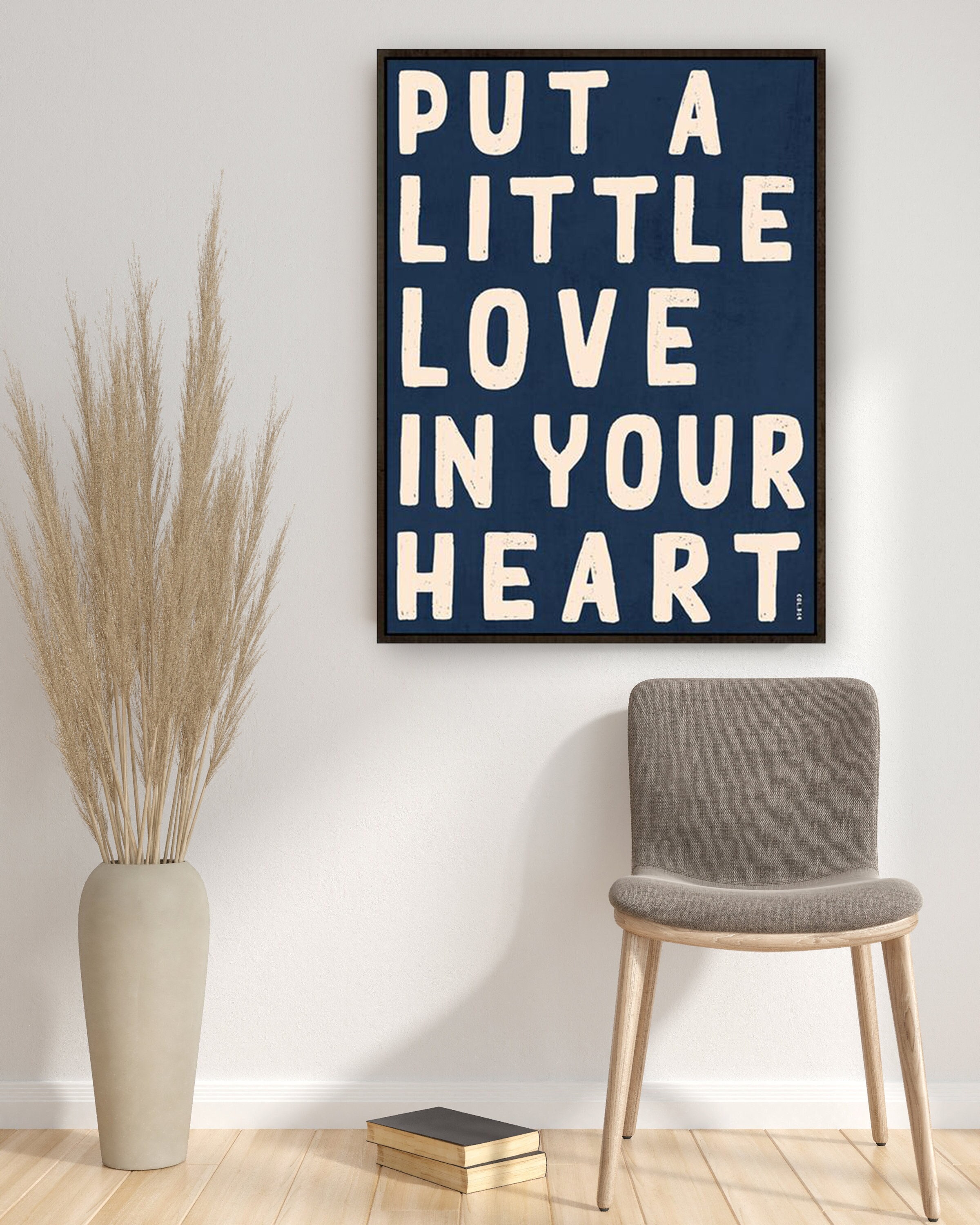Put A Little Love in Your Heart | Large Black Framed Wood Sign with Bible Verse | Christian Home Decor