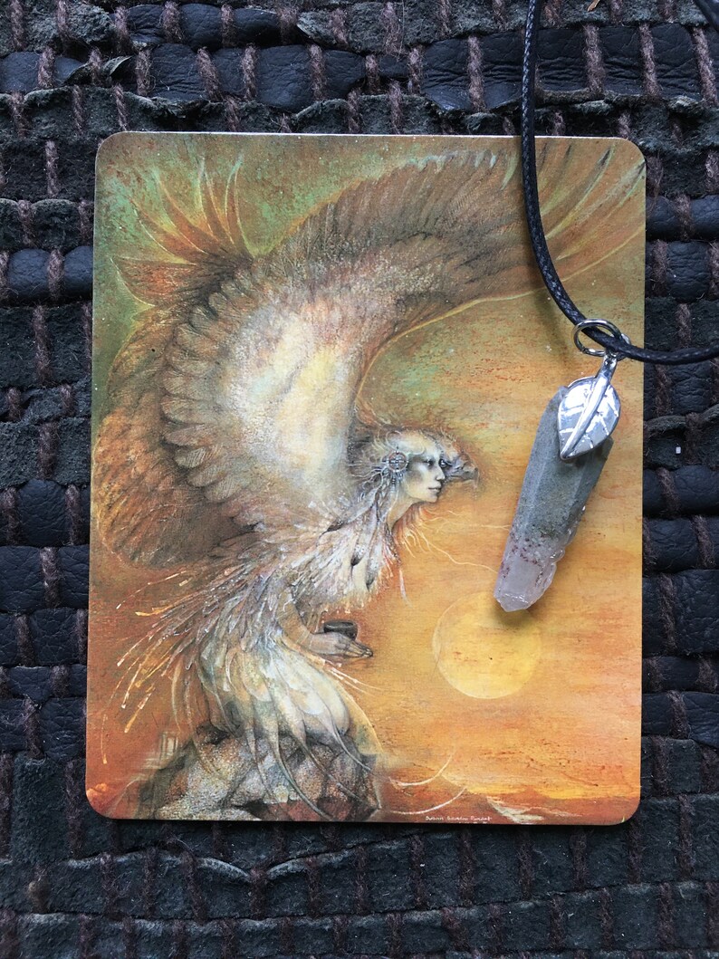 Goddess Eagle Woman Ethical Quartz Forest Crystal Necklace