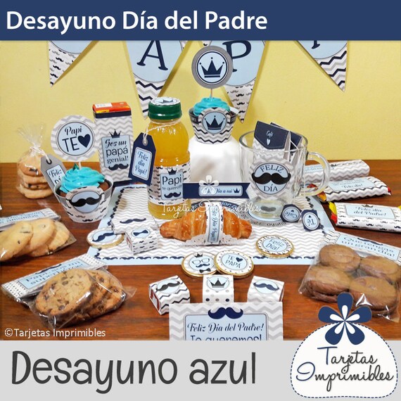 Día del Padre Desayuno personalizado. PDF imprimible con frases para papá. Texto NO editable. Descarga inmediata. Texto en español. Il_570xn