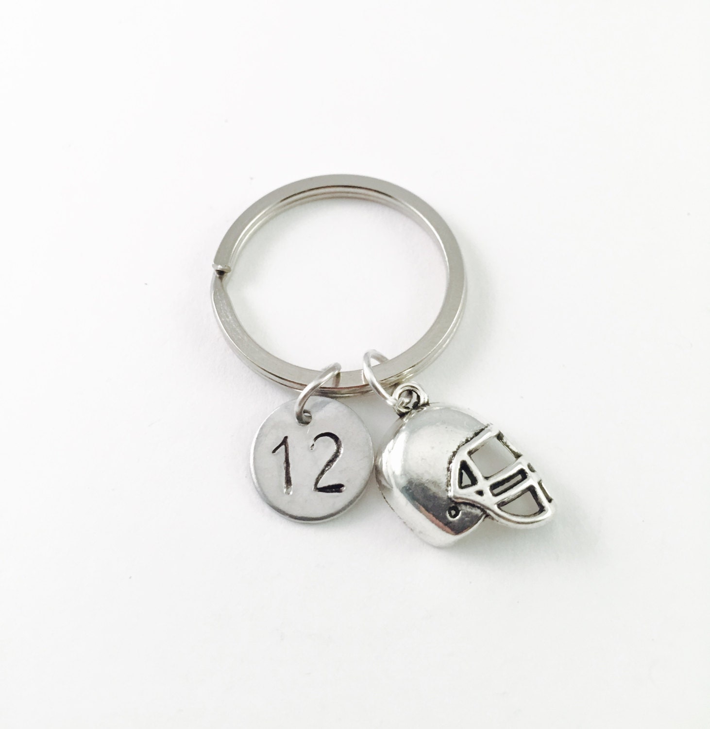 Football Keyring Personalized Football Keychain Hand stamped Etsy