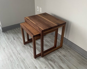 Modern Solid Walnut Nesting Tables (Set of 2)