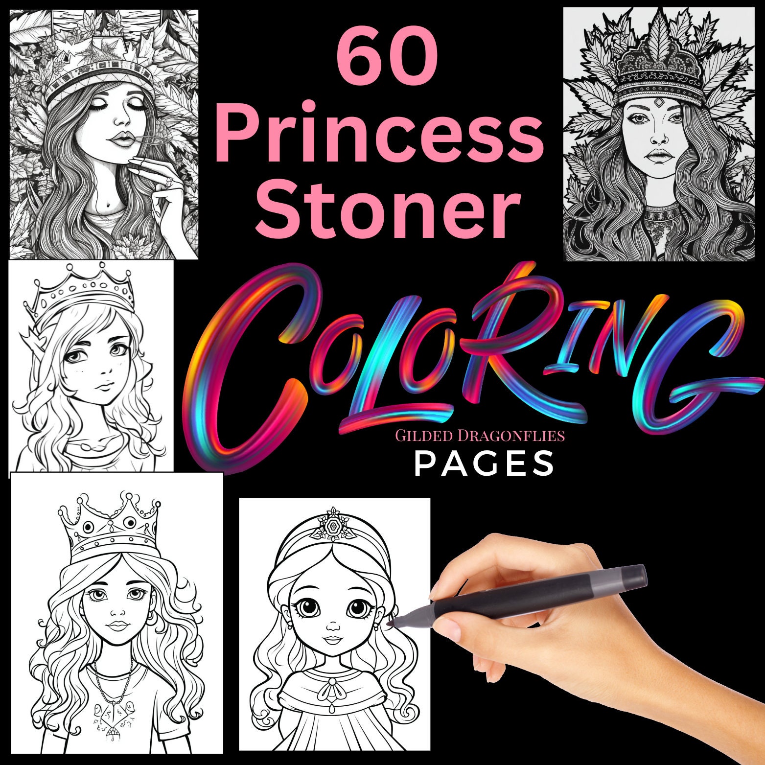 90s Cartoon Princess Stoner Coloring Book for Adults - Adult