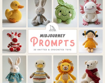 3d Knitted Midjourney Prompt, for Midjourney Subscription & Midjourney Account, Knit Crochet Toys Midjourney Prompt Animal, Midjourney Guide