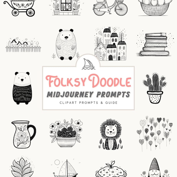 Midjourney Prompts for Folksy Doodle Clipart Creation