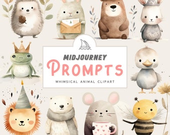 Midjourney Prompts for Whimsical Animal Clipart Creation