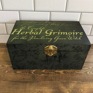 Wooden Green Witch Jewelry Trinket Keepsake Box - Horror Gothic Witch Wiccan
