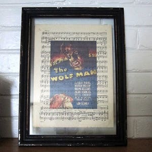 Wolfman Art Print on Vintage Music Sheet - Gothic Wall Decor Wall Print Universal Monster Horror