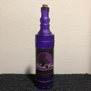 Black Crow Voodoo Potion Bottle Purple - Horror Gothic Spooky Home Decor