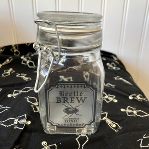 Square Bettle Brew Apothecary Bottle with lid- Horror Gothic Spooky Home Decor