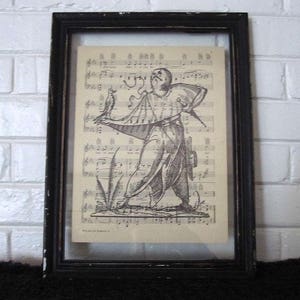 Vintage Halloween Figure Art Print on Vintage Music Sheet - Gothic Horror Wall Decor Wall Print