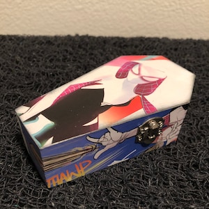 Spider Gwen Comic Coffin Wood Box - Gothic Horror Nerd Geek Trinket Keepsake Box