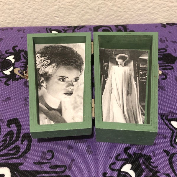 Universal Monster Bride of Frankenstein Wood Coffin Trinket Keepsake Box - Horror Gothic Jewelry Box