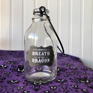 Breath of the Dragon Apothecary Bottle with Wire Handle- Horror Gothic Spooky Home Decor