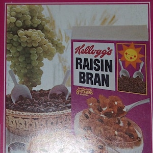 Vintage Kellogs Cereal ad! 1970s. Kellogs Raisin Bran.
