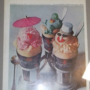 Vintage Coca Cola advertisement. "Float with Coke". Ice cold. "REFESHING NEW FEELING" 1962.