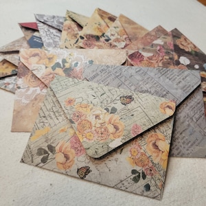 6 or 12 Handmade envelopes with velcro seal. Craft, stationary, journaling, scrapbooking