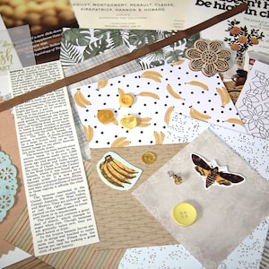 Mega Junk Journal Kit beinhaltet komplette Seite Vintage Add und handgemachten Charme! Banane Thema Vintage und neue Mischtechnik Ephemera