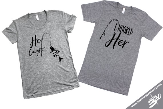 He Caught Me I Hooked Her Fishing Couples Shirts Couples Fishing Tees  Fisherman Shirts Fishing Shirts Fisherman Wife Couples 