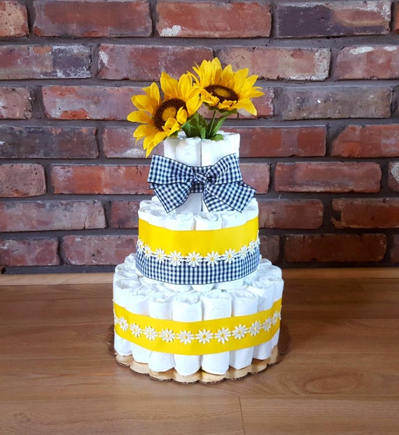 sunflower diaper cake