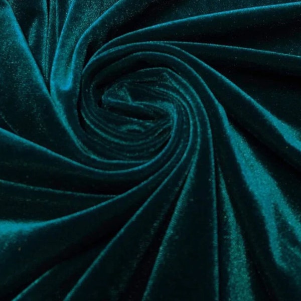 Stretch Velvet Fabric 60'' Wide by the Yard for Sewing Apparel Costumes Craft (1 YARD, Teal)