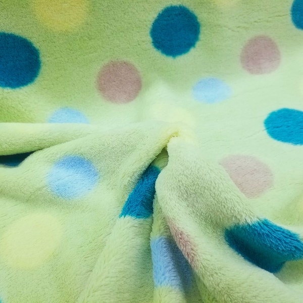 Soft Green Fun Dot Polar Fleece Fabric by the Yard