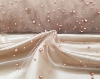 Tissu de dentelle de maille de perles d'or de champagne voile de mariée robe de mariée de mariage de dentelle, tissu français de dentelle par yard